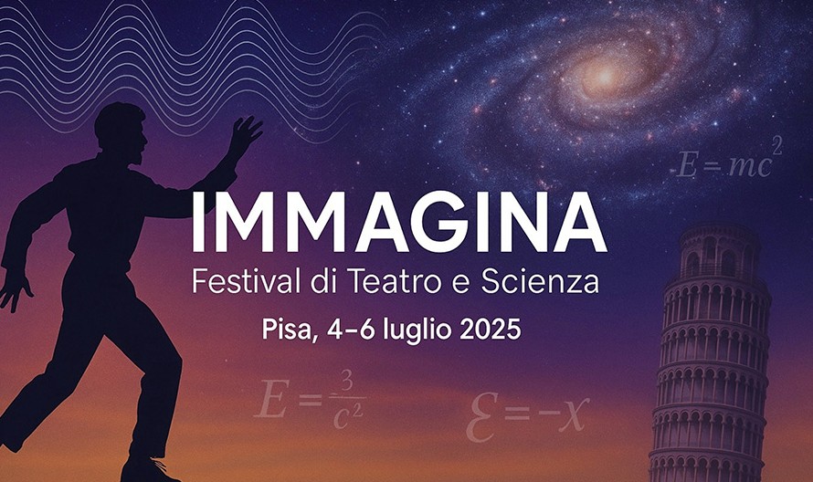 Un uomo corre verso la Torre di Pisa, attraversando formule aritmetiche, sotto un cielo stellato